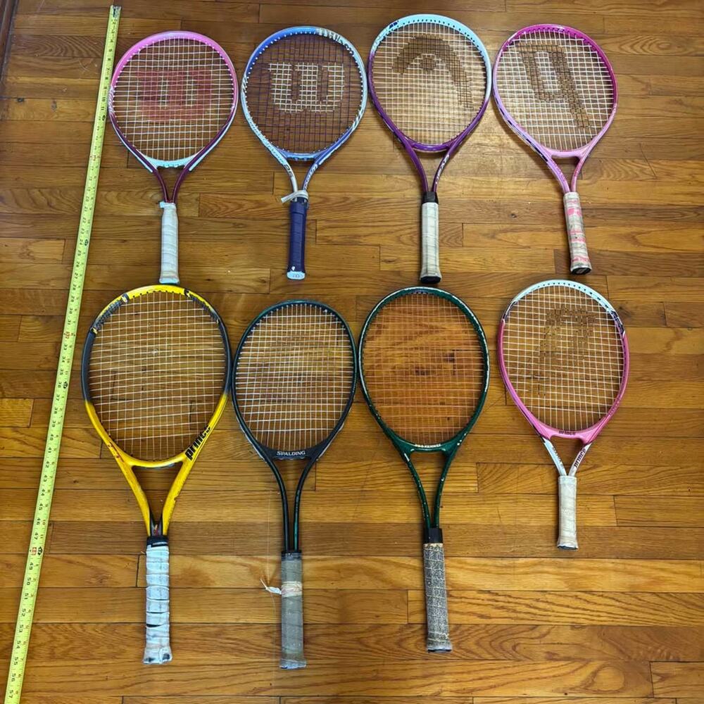 LOT of 8 Kids / Junior / Adult Tennis Rackets / Racquets - Many Colors / Sizes